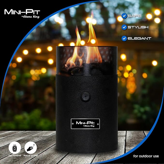 Flame King Mini Tabletop Fire Pit Dual Fuel Propane and Butane Smokeless Odorless Flame Portable Great for Outdoor