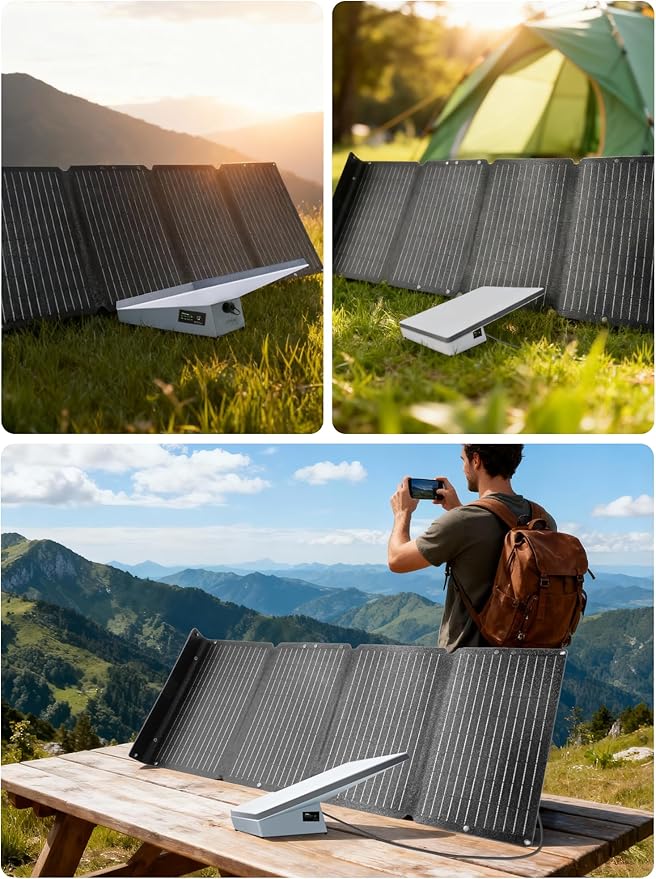 60W 36V Solar Panel for Starlink Mini Battery ETFE Portable Charger with USB-C PD &amp QC3.0 IP67 Waterproof Foldable Design