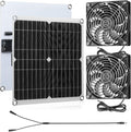 Riakrum 20W 16V Solar Panel Exhaust Fan Kit USB Portable Solar Powered Fan Summer Outdoor Waterproof Ventilator Fan for Chicken Coops Greenhouses Camping Exhaust (1 Set)