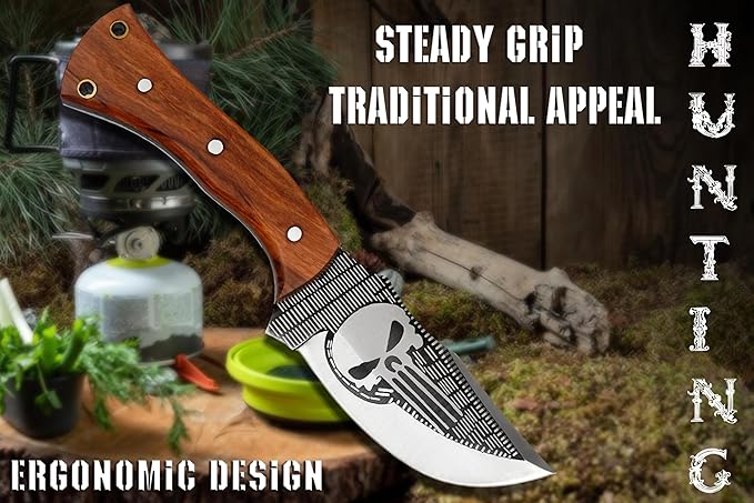 Fixed Blade Knife – Tracker Hunting Knife With Sheath - Tactical Survival Knife For Men - Full Tang High Carbon Steel -