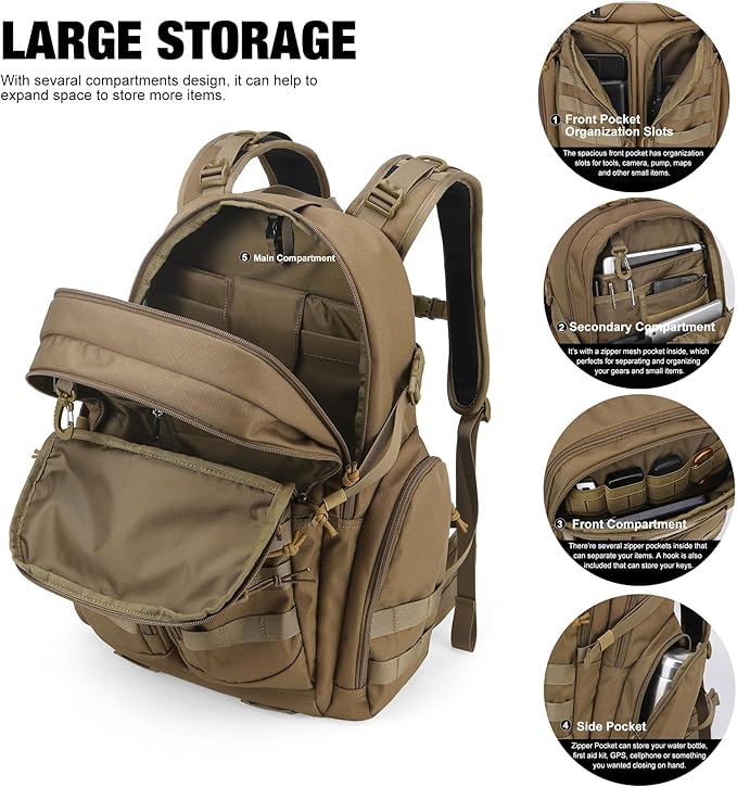 Mardingtop 40L Molle Tactical BackpackMilitary backpack for Men Cordura Backpack for HikingCampingHunting
