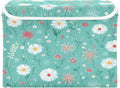 Storage Bins With Lid Stackable Fabric Closet Organizer Clothing Storage Large Boxes For Closet Shelves Bedroom Turquoise Daisy Flower Herb