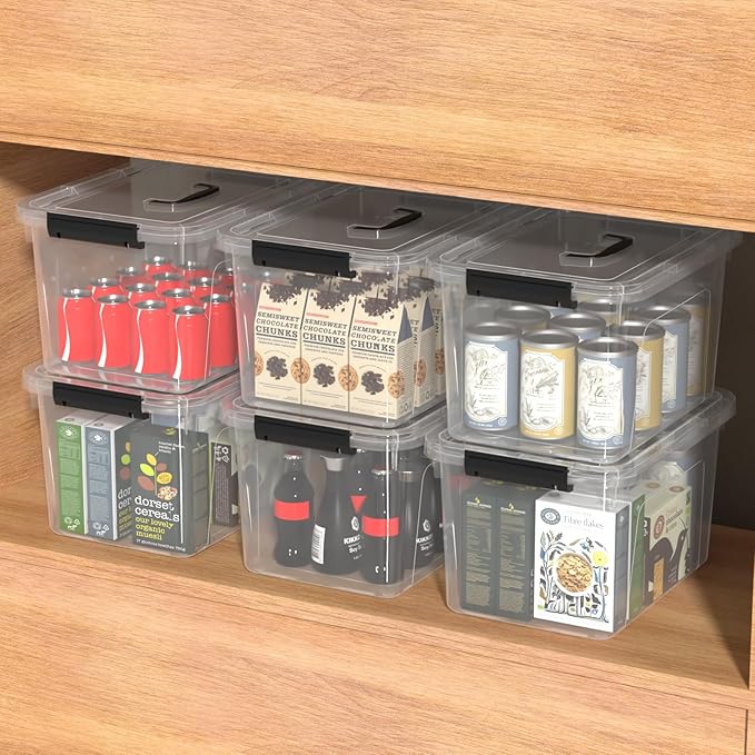 4-Pack 17.5 Quart Plastic Storage Bin Clear Storage Bins Containers Boxes with Lid and Handle