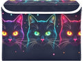 Storage Cube with Lid Cats Neon Print 16.5×12.6×11.8 IN Collapsible Large Capacity Foldable Storage Basket Bin Organizer