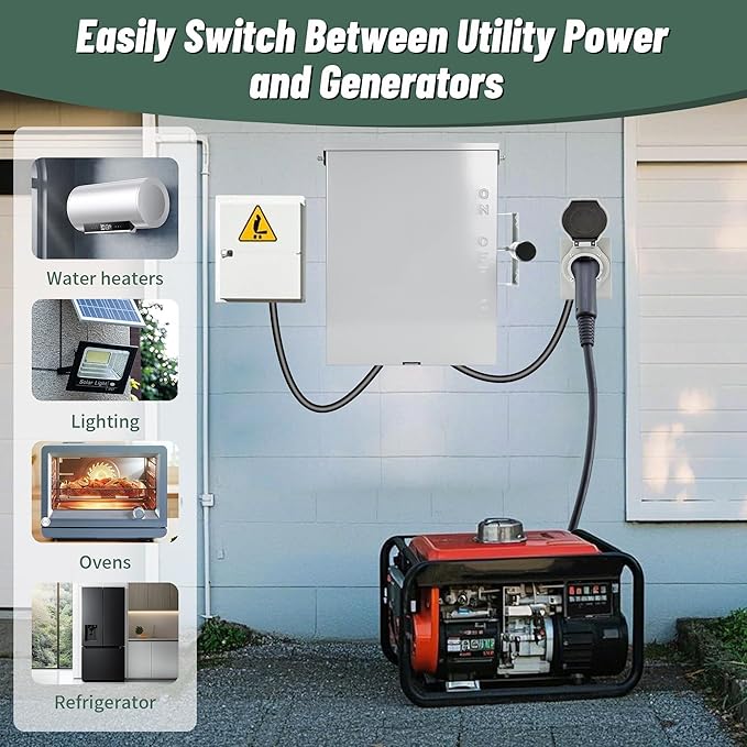 200-Amp Generator Transfer Switch 3 Pole 120/240V Manual Transfer Switch for Home Generator 48000 W Heavy Duty Double-Throw Power for Outdoor＆Indoor Meeting NEMA 3R Standards