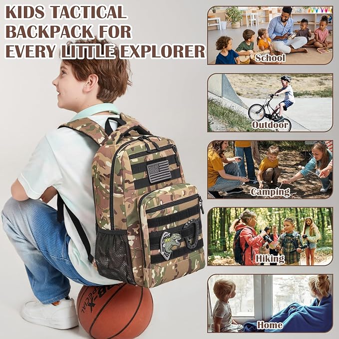 Kids Tactical Backpack Army Molle Bookbag Military Boys Backpack for School Outdoor Camping CM