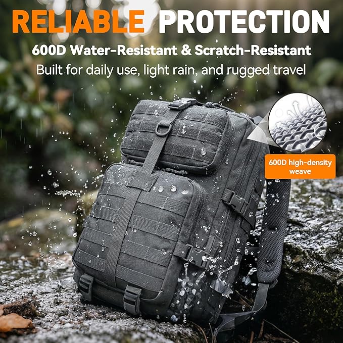 Military Tactical Backpack for Men Tactical Laptop Backpack with Molle Waterproof Army 3 Days Assault Pack &amp Bug Out Bag for Hiking (09-Gray)