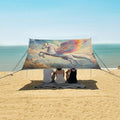 ALAZA Rainbow Uniron Horse Beach Tent Sun Shelter UPF50+ Protection Beach Shade Canopy w/ 4 Sandbags for Outdoor Camping Fishing Backyard Fun Picnic 10x9 ft