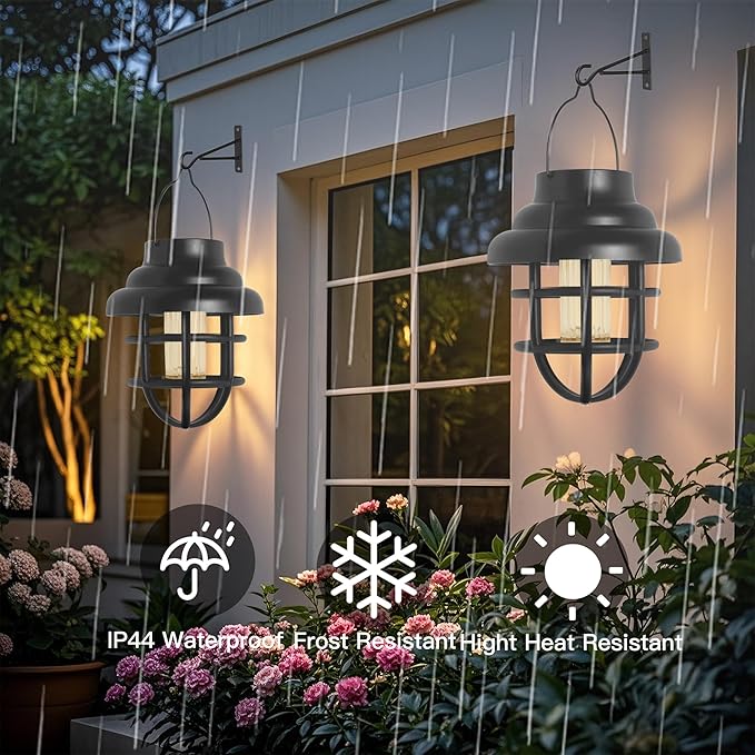 Solar Lights Outdoor Waterproof Hanging Solar Lantern Garden Decor Hanging Outdoor Lanterns Led Lights for Outside Porch Patio Yard Balcony Pathway