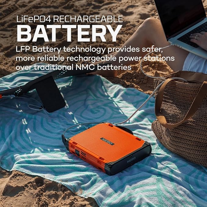 NEBO RAMBLER 300 Power Station | 288 Wh Ultra-Slim Profile Portable Power 6-Way Multi-Device Charging Emergency Power Supply LiFePO4 Rechargeable Battery