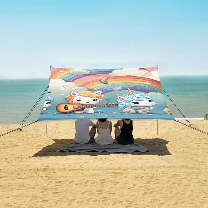 Merry Christmas Red Christmas Tree Stable Beach Tent UPF50+ Water-Resistant Portable Sun Shelter with Sand Shovel for Camping Trips Fishing Backyard Fun or Picnics