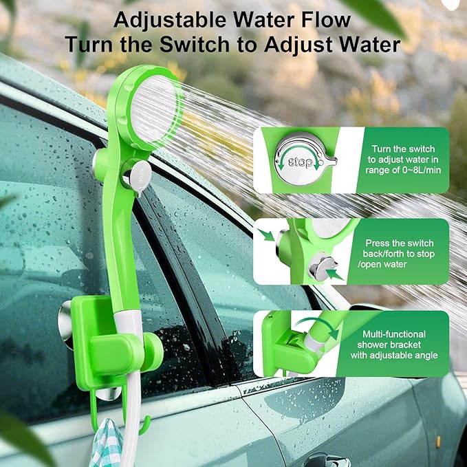AUTOPkio Portable Camping Shower - Outdoor Camp Shower with Showerhead Sprayer &amp Rechargeable Battery Pump for Camping Travel Hiking Car Washing Pet Bath