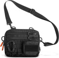 Fitdom Black Small Tactical Messenger Bag For Men. This EDC Has Multiple Ways to Carry as Sling Shoulder Crossbody Waist.