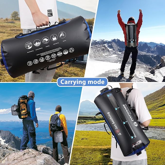 Camping Shower Bag 5 Gal/20L TPU Material Portable Shower Bag with Foot Pump and Press-Type Shower Nozzle for Camping Beach Swimming Outdoor Traveling Hiking