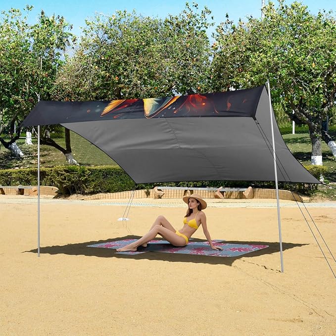 ALAZA Fierce Fox Beach Tent Sun Shelter Portable Canopy Sunshade for Outdoor Camping Picnics Backyard Fun 10x9 ft