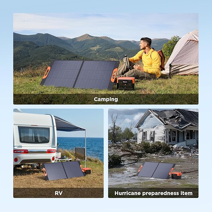 ZOUPW 110 Watt Portable Solar Panel for Jackery Explorer 300/500/Ecoflow/Anker Solix/Bluetti Foldable Monocrystalline Solar Charger IP67 Waterproof Offgrid Power for Camping RV Battery Backup