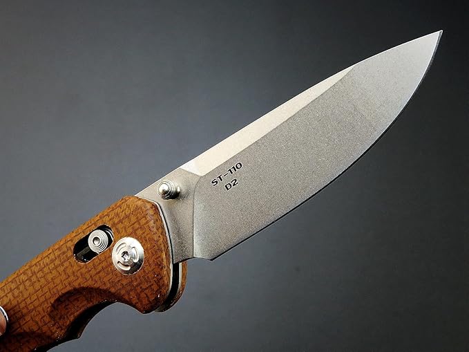 Sitivien ST110 Folding Knife D2 Blade and Micarta Handle Pocket Knife EDC Tool Knife with Pocket Clip for Outdoor Camping Hiking Survival(Brown) …