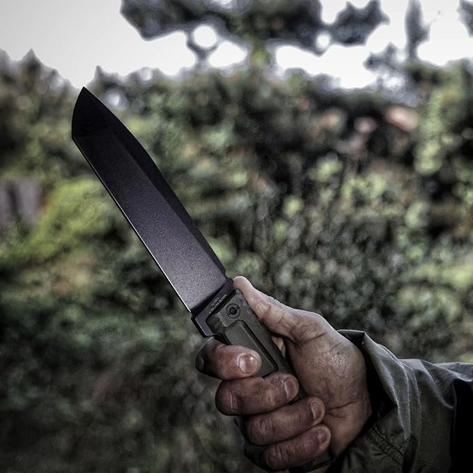 Extrema Ratio - Tuscan (Green) Fixed Blade Knife Bohler N690 steel blade 3.5 mm thick hardened to 58 HRC satin finish blade aluminum handle made in Italy