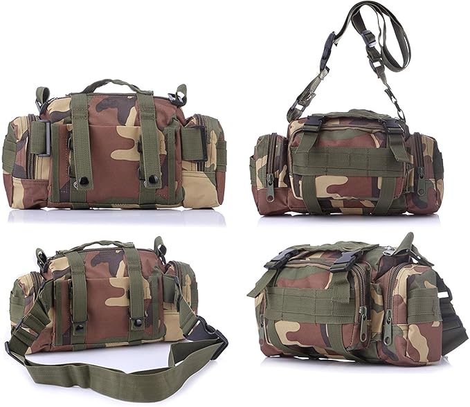 DLP Tactical Compact Range Bag/MOLLE Compatible EDC Bug Out Bag/Waist Pack (Woodland)