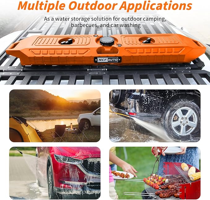 8 Gallon Pressurized Water Tank with Shower Set for Roof Rack Mount Roof Shower Water Storage for Off-Road Vehicles Pick-up Truck SUV Outdoor Activities Water Supply