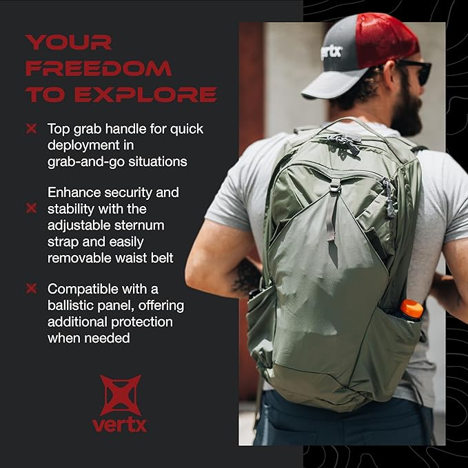 Vertx Long Walks Pack 28L Tactical Backpack EDC Gear Bag for CCW Travel Work Hiking Outdoors It's Black