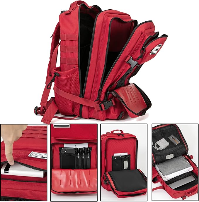 QT&ampQY 25L/45L Military Tactical Backpack For Men Molle Daypack 3 Day Bug Out Bag Hiking Rucksack With Bottle Holder