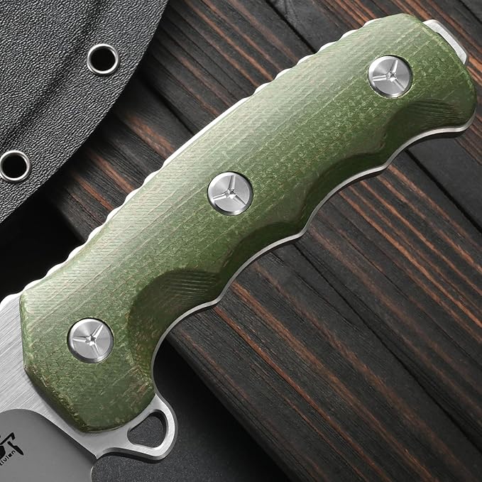 Sitivien ST30 Fixed Blade Knife Sleipner Brushed Steel Blade Micarta Handle Full Tang EDC Straight Knife for Camping Hunting Fishing(Green)