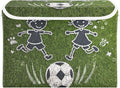 Green Kids Soccer Grass Star Storage Box with Lid 1 PC Foldable Storage Bin with Lids Stackable Storage Bins Cube Closet Organizer Basket with Flip-Top Lid &amp Handles for Shoes Books Towels