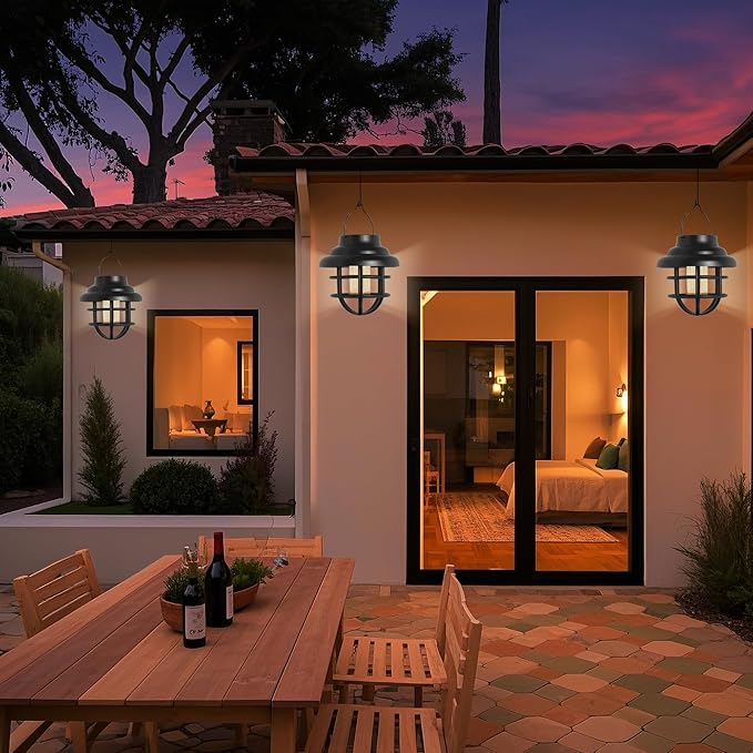 Solar Lights Outdoor Waterproof Hanging Solar Lantern Garden Decor Hanging Outdoor Lanterns Led Lights for Outside Porch Patio Yard Balcony Pathway
