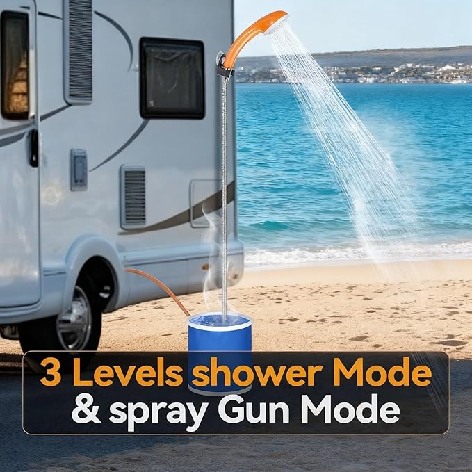 Portable Outdoor Shower for Camping High Pressure Camping Shower with Adjustable Spray Modes Rechargeable Battery Powered Water for Travel Beach Garden Cleaning Washing