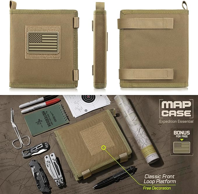 LIVANS Tactical Pouch Military Map Case Holder Army Foldable Map Storage Pouch Multifunctional for Outdoors or Hiking - 13x10 Clear Viewing Area1000D Oxford + Waterproof TPU
