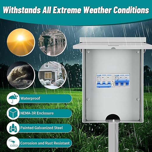 50 Amp 3 Pole Generator Manual Transfer Switch 208-240V 12000W Transfer Switch for Home Generator and Solar Power Systems Meeting NEMA 3R Standards for Outdoor and Indoor with Ground (50A-3P)