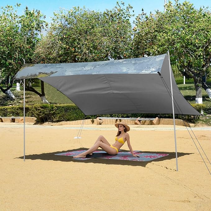 ALAZA Eagles on Tree Mountains Forest Beach Tent Sun Shelter Portable Canopy Sunshade for Outdoor Camping Picnics Backyard Fun 10x9 ft