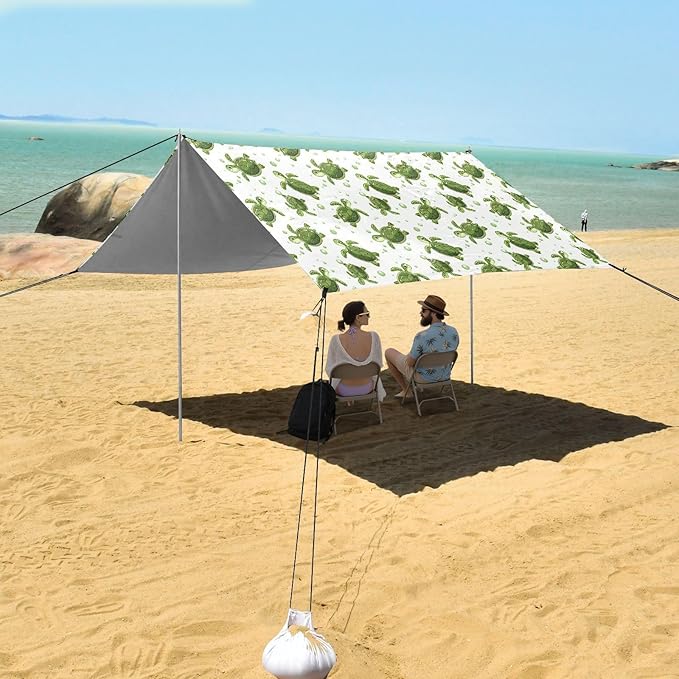 ALAZA Sea Turtle Bubble Beach Tent Sun Shelter UPF50+ Protection Beach Shade Canopy w/ 4 Sandbags for Outdoor Camping Fishing Backyard Fun Picnic 10x9 ft