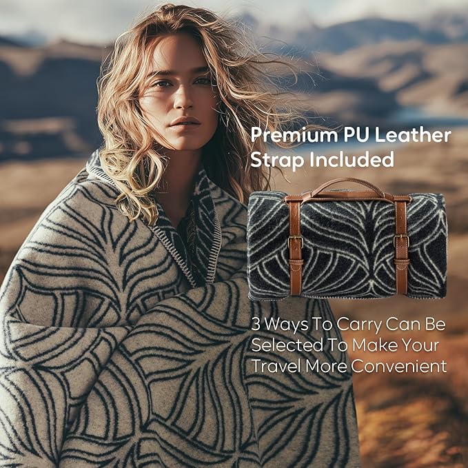 Molithe 100% Wool Blanket 62 x 86 Warm Thick Washable Military Wool Blanket Great for Camping Outdoors Sporting Events Survival Kits Leaf