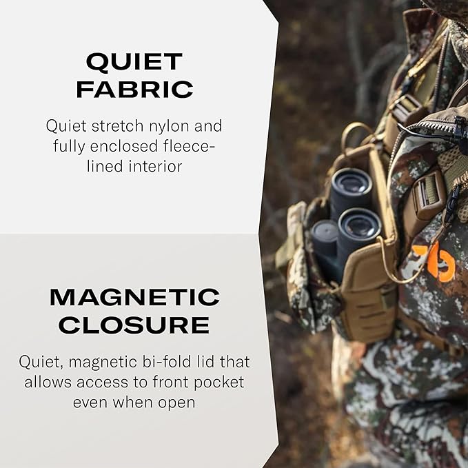 FHF Gear FOB Bino Pouch – Magnetic Binocular Case with MOLLE Fleece Lining &amp Wind Indicator Storage for Hunting &amp Field Use