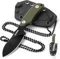 Omesio Neck Knife with Clip 5.9 Fixed Blade With Kydex Sheath and Necklance Nessmuk Blade Small Full Tang Tactical D2 Steel G10 Handle for EDC Outdoor Survival