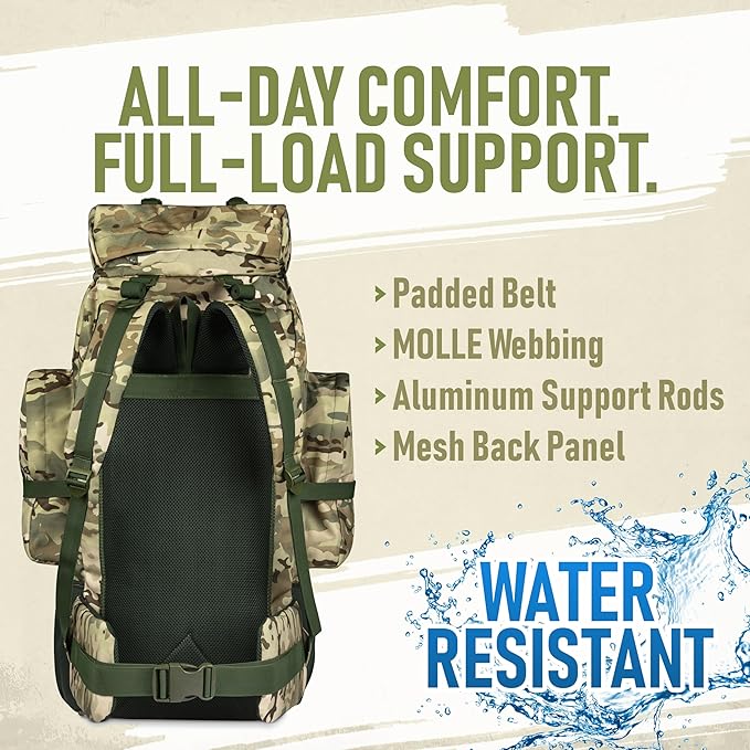 Boundless Performance Metal Frame Rucksack with Detachable Day Pack Great For Traveling and Camping | 125 Liters Capacity
