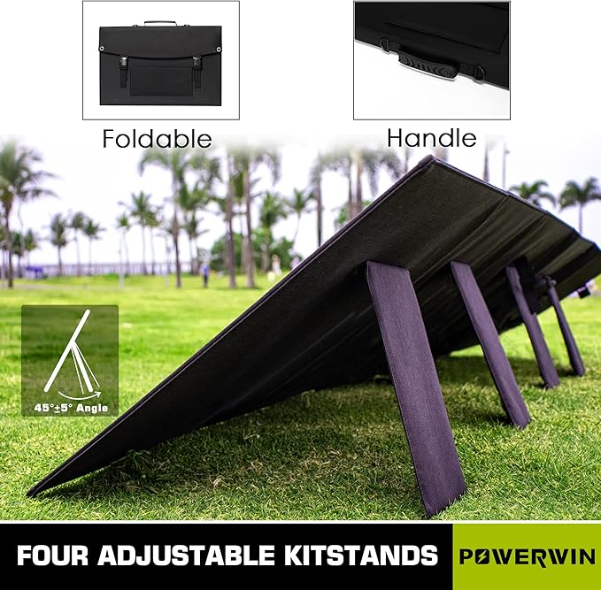 PWS110 100W 20V Foldable Solar Panel with Adjustable Kickstand Shingled Design for Home Camping RV Charging Portable Power Station （3PCS）