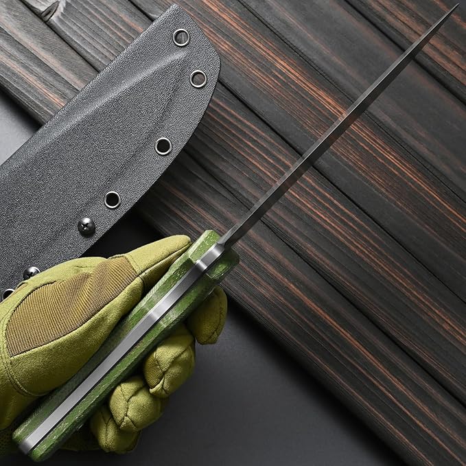Sitivien ST26 Fixed Blade Knife N690 Steel Blade Micarta Handle Full Tang EDC Fixed Knifes for Outdoor Activities Working Camping(Green)