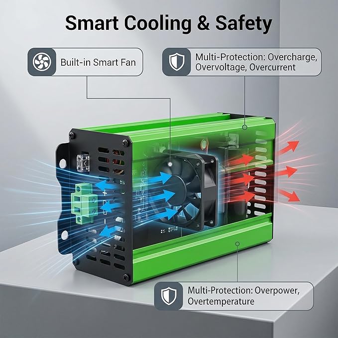 30A Boost MPPT Solar Charge Controller 72V/60V/48V 1200W Controller with LCDOutput Max 15A for LiFePO4/Lithium/Lead Acid Battery for RV/Solar System/Golf CartSmart Cooling &amp Full Protection