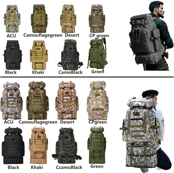 80L/100L Mountaineering Tactical Backpacks Outdoors Hiking climbing Camping Travel Bags(Desert Camo (100L))
