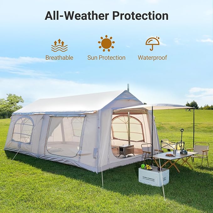 ABORON 2/6/8/10/12 Person Inflatable Camping Tent Easy Setup Blow Up Tent with Hand Pump PU3000mm Waterproof &amp Breathable 4 Season Glamping Tent for Outdoor Camping