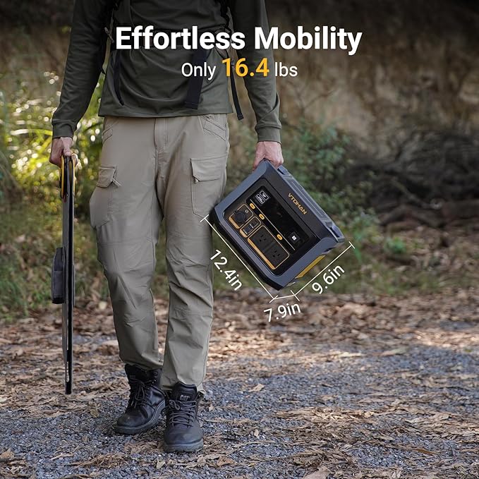 VTOMAN FlashSpeed 600 Portable Power Station 499Wh LiFePO4 Battery 600W AC (1200W Peak)/100W USB-C Output Solar Generator (Solar Panel Optional) for Home Backup Camping Fishing RVs