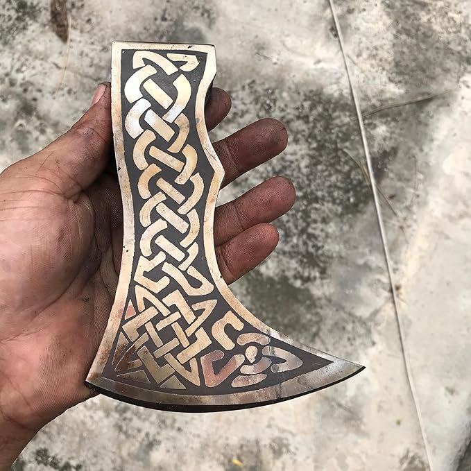 WHS201 Viking Axe Head Custom Hand Forged Viking Axe Real Head Tomahawk Viking Hatchet Beared Camping Axe Blade 5160 HIGH Carbon Steel Blade Viking Gift for Him (Smoked)