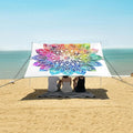 ALAZA Gradient Mandala Rainbow Beach Tent Sun Shelter UPF50+ Protection Beach Shade Canopy w/ 4 Sandbags for Outdoor Camping Fishing Backyard Fun Picnic 10x9 ft