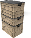 SIDIO Crate Pro Pack - 2 Full-Size &amp 1 Half-Size Heavy Duty Stackable Storage Bins Totes and Containers with Lids and Dividers - Durable Organizer for Home Office Garage and Outdoor Use