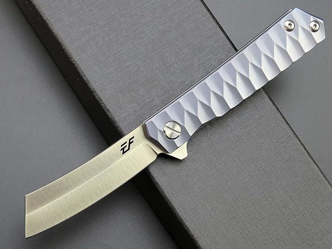 Eafengrow EF97 Pocket Knife Folding Knives D2 Steel Blade Titanium Handle Camping Outdoor Tools Knife EDC Hand Tool(blue)