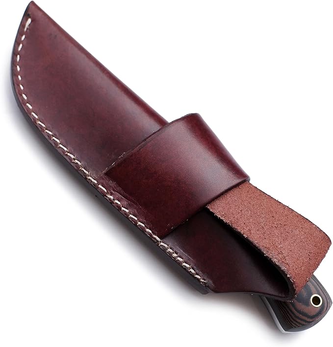GCS Handmade D2 Tool Steel Machete Tactical Survival Hunting Knife with Micarta Handle Leather Sheath and Sharpening Stone - GCS113