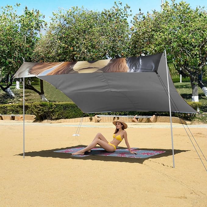 ALAZA Dog Faces Beach Tent Sun Shelter Portable Canopy Sunshade for Outdoor Camping Picnics Backyard Fun 10x9 ft
